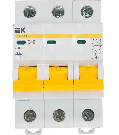 Выключатель автоматический модульный 3п C 40А 4.5кА ВА47-29 IEK MVA20-3-040-C