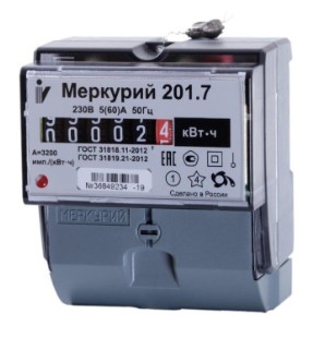 Меркурий 201.7 1ф 5-60А 1 класс точности, 1 тариф (00000032680)